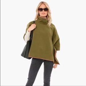 NWOT Tuckernuck Olive Leather Trim Funnel Neck Piper Poncho.